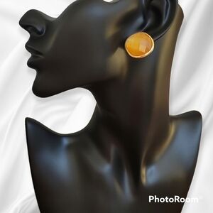 3/$20 Vtg Faceted Acrylic Peach Gemstone Post Earrings FLAWED